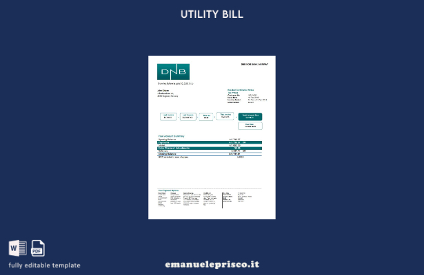 modello di bolletta delle utenze Norvegia DNB stile verificato